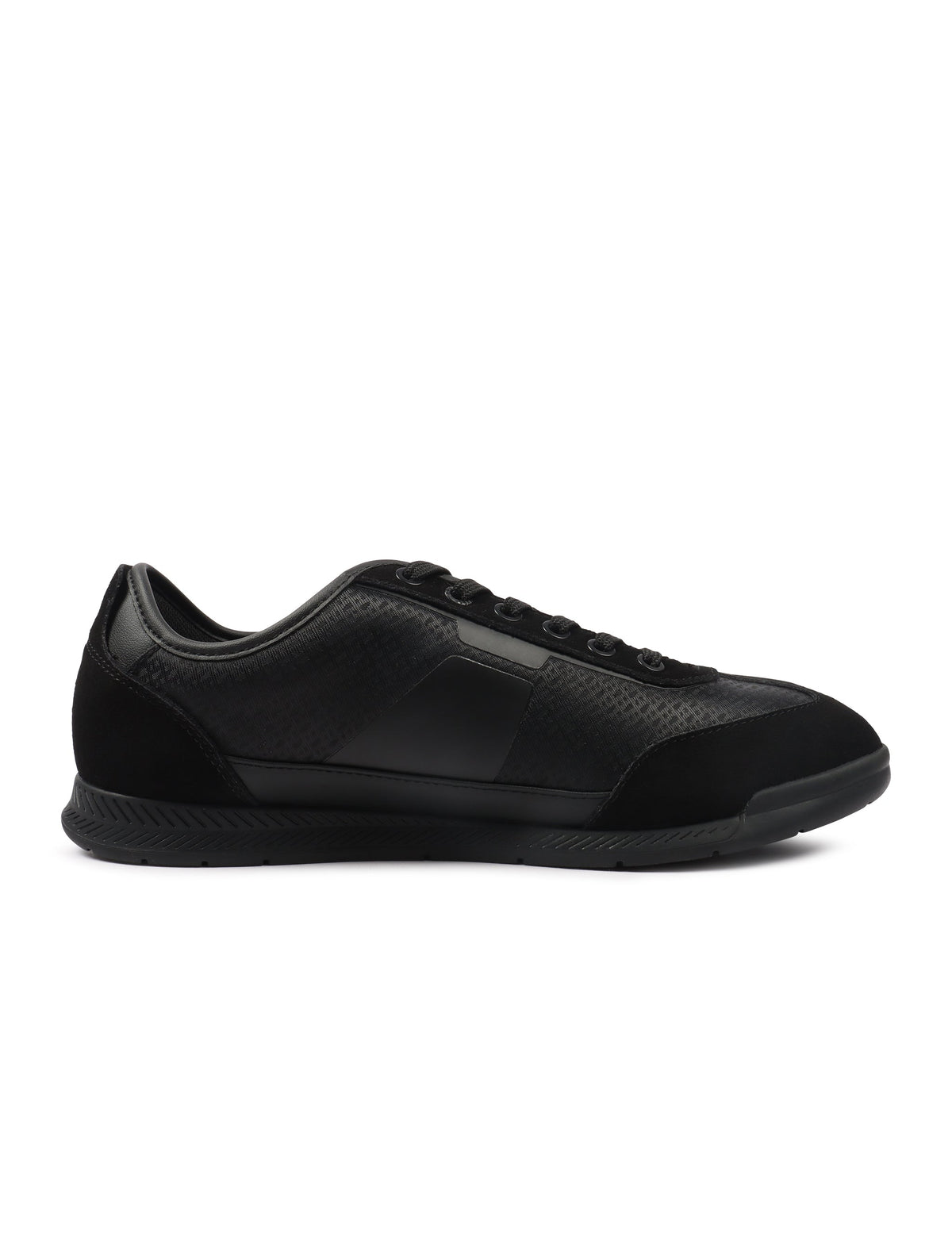 Denim Exchange Hugo Boss Nitan Low men's black footwear viewed from the side