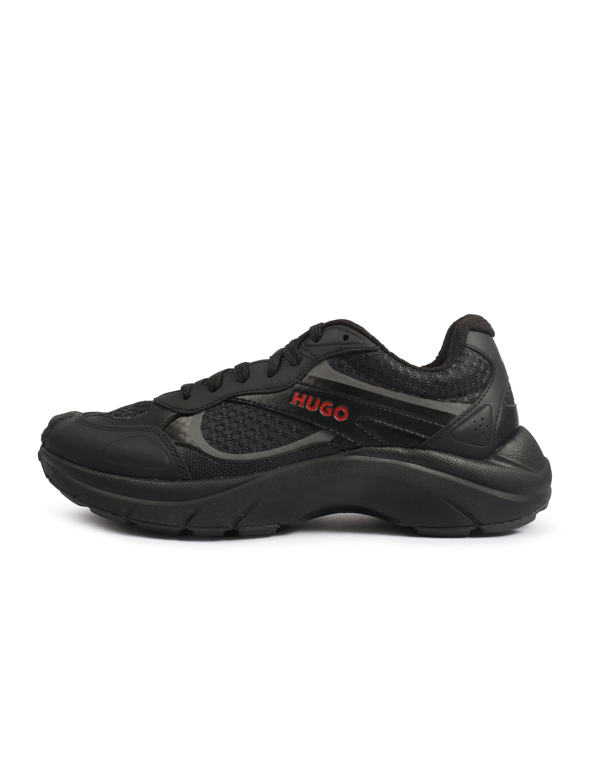 Denim Exchange Hugo Boss men's black leather mesh trainers