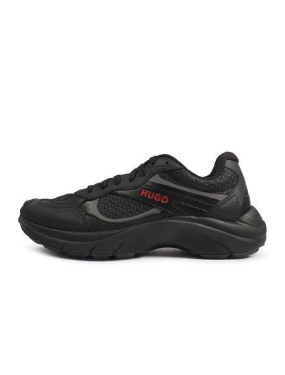 Denim Exchange Hugo Boss men's black leather mesh trainers