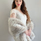Blush with Black Tips Faux Fur Shawl (Lilian Blu02)