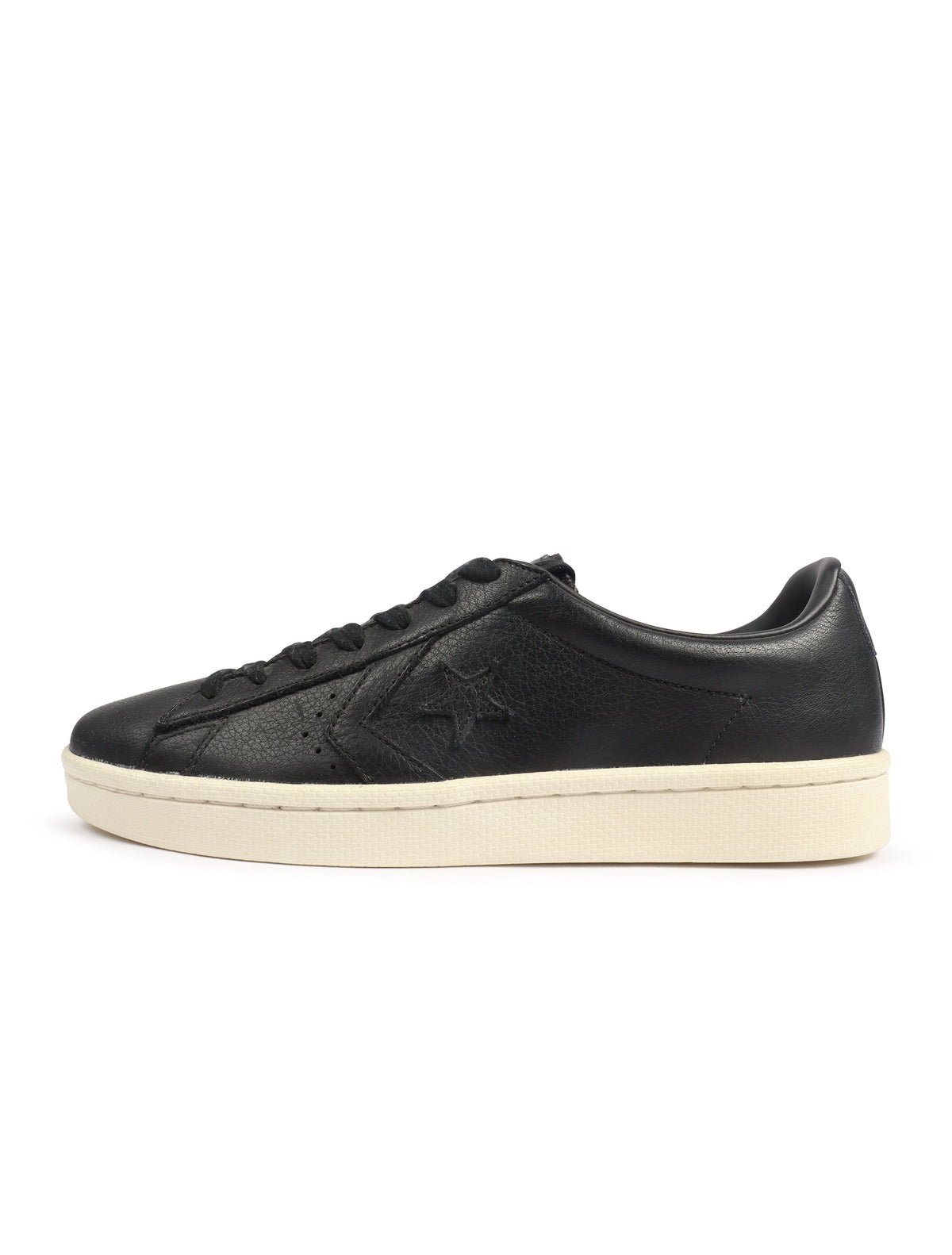 Black Converse Men's Pro Leather 76 sneakers by Denim Exchange viewed from the side
