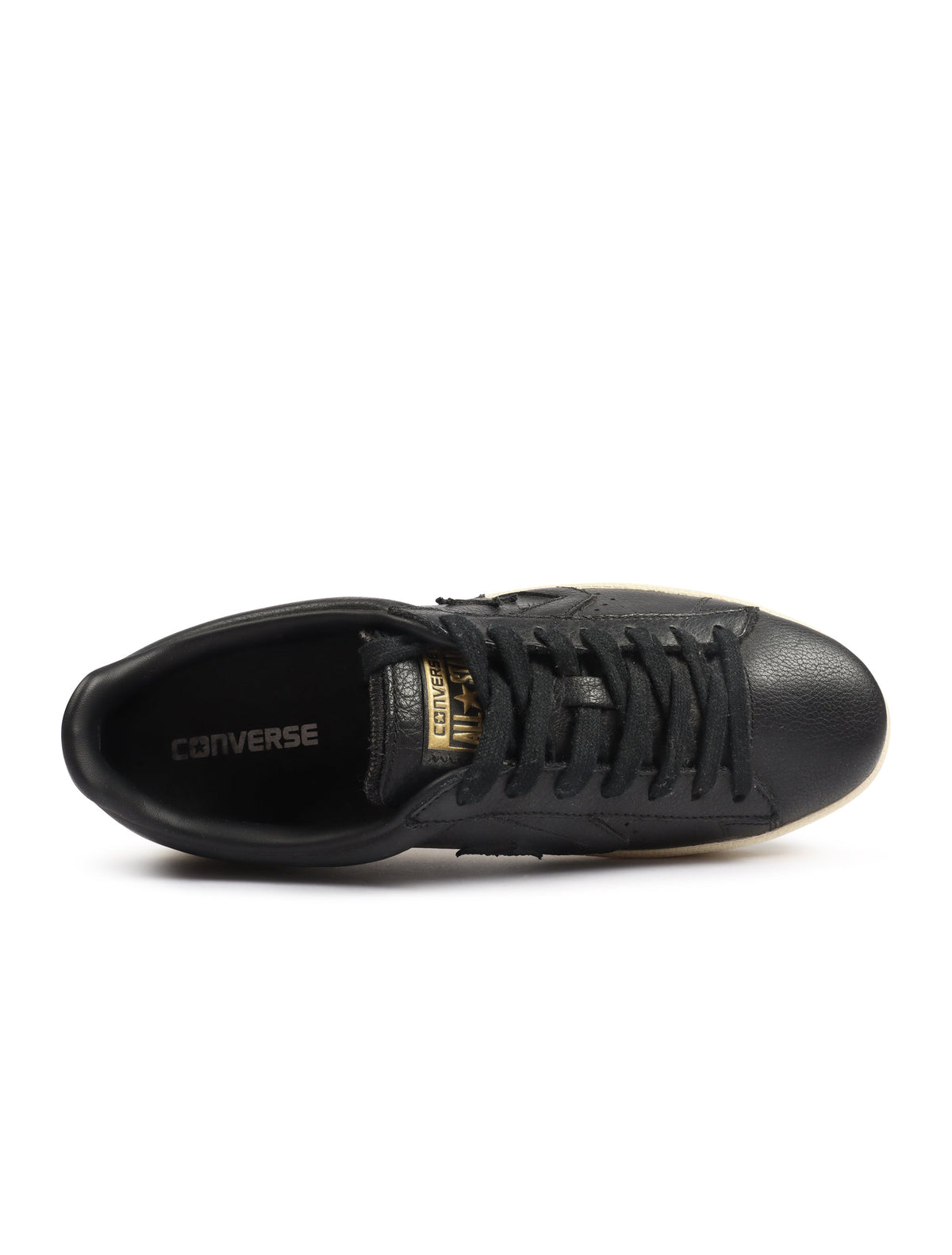 Black Converse Men's Pro Leather 76 sneakers, side view showing low-top design and classic leather upper
