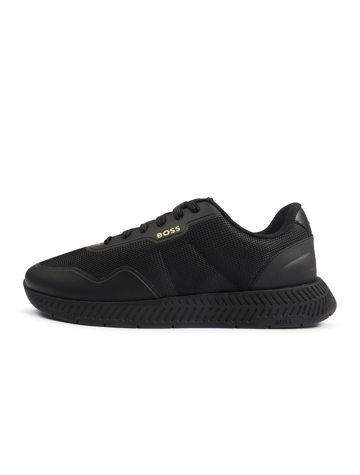 Men's Boss Titanium Runn shoes in black, stylish athletic footwear with durable design, perfect for running and casual wear.
