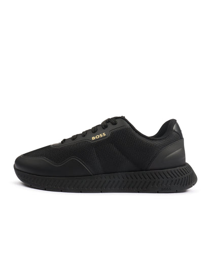 Men's Boss Titanium Runn shoes in black, stylish athletic footwear with durable design, perfect for running and casual wear.