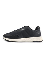 Dark blue Boss Titanium Runn shoes for men, with sleek design and athletic style, showcased in close-up view.