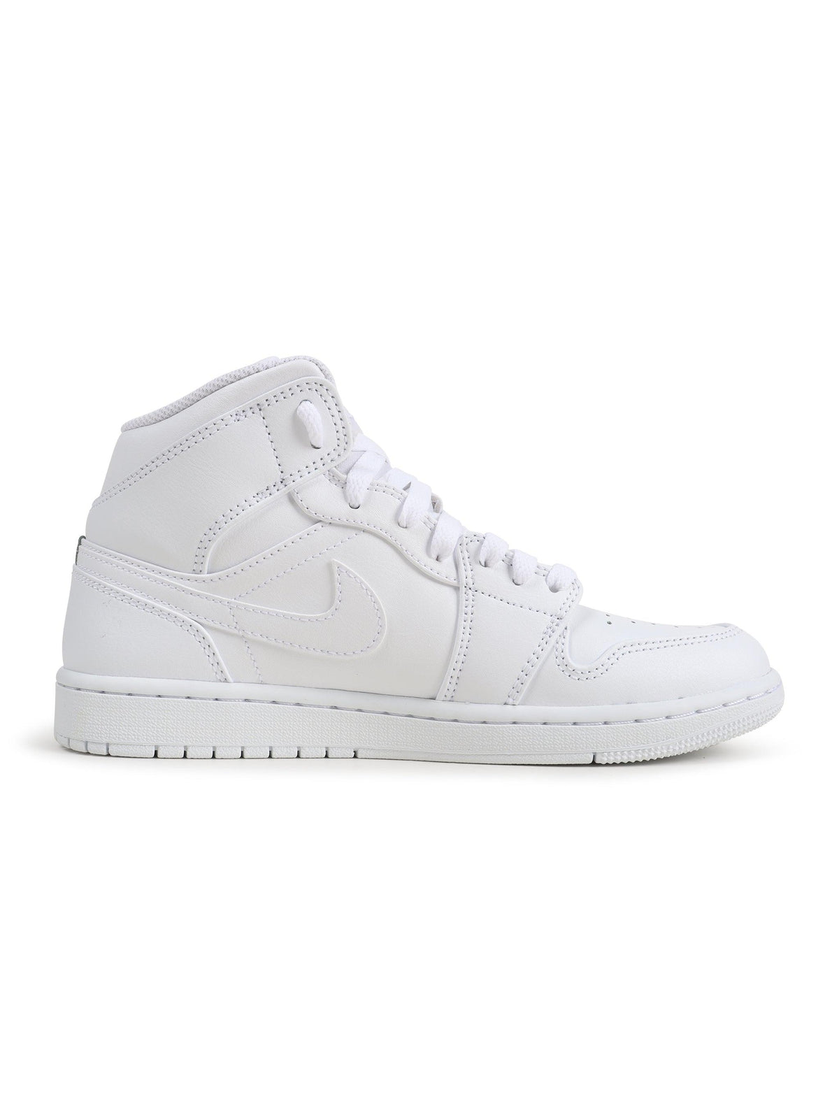Air Jordan 1 Mid men's footwear in triple white by Denim Exchange