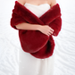 Red Bridal Fur Shawl with Fleece Lining (Audrey Red05)