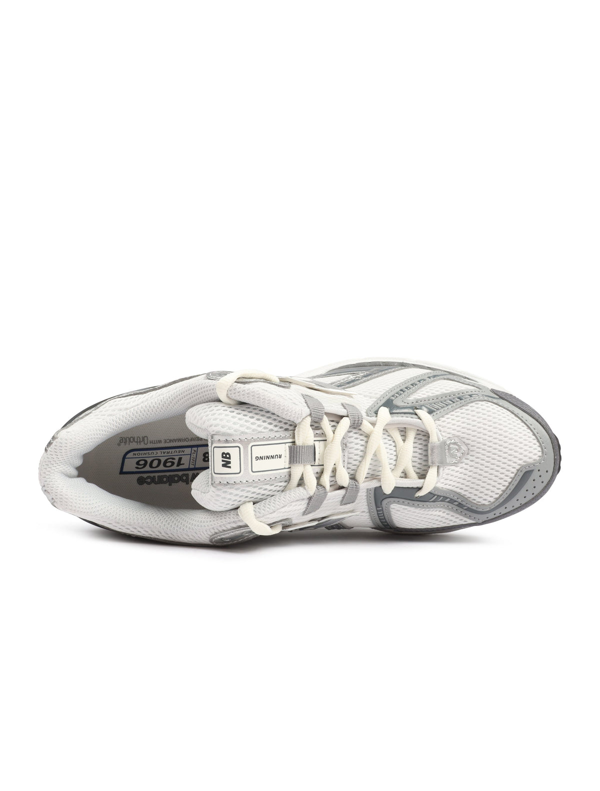 New Balance men's 1906 sneakers in white and grey, showcasing stylish casual footwear with white and grey color accents.