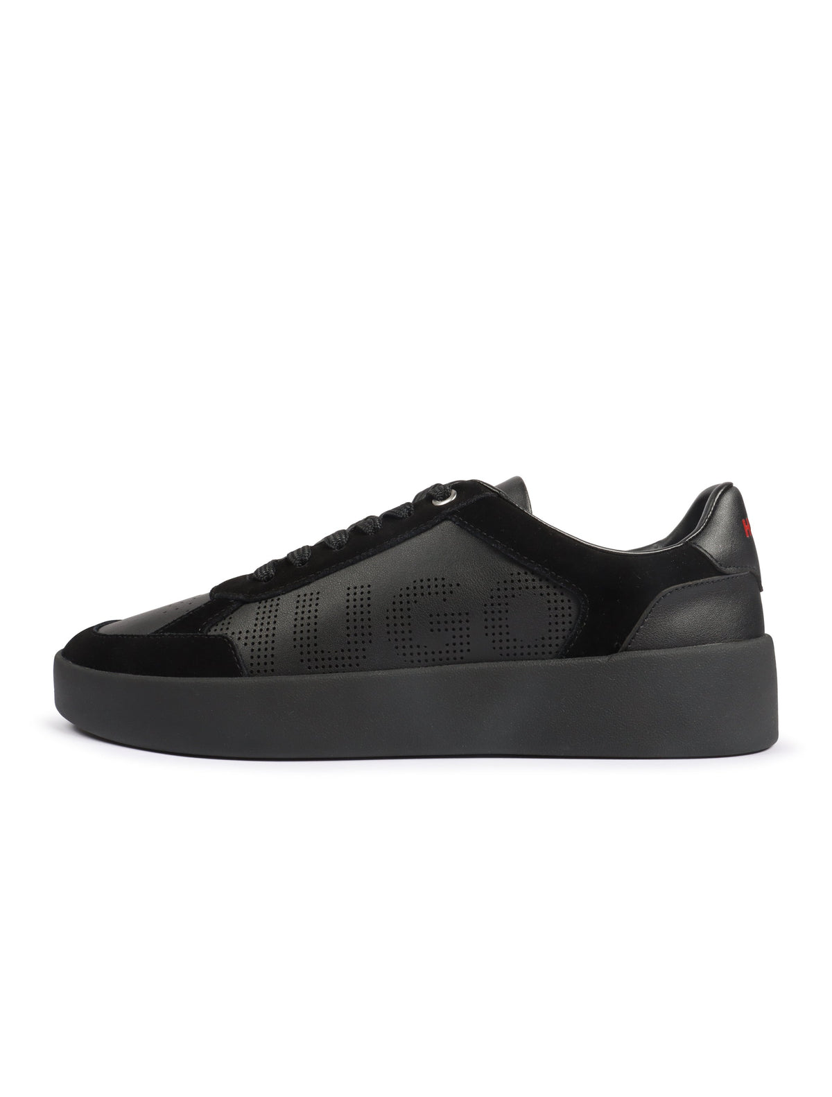 Black Hugo Lyde Tenn shoes for men, showcasing sleek leather footwear from Denim Exchange.
