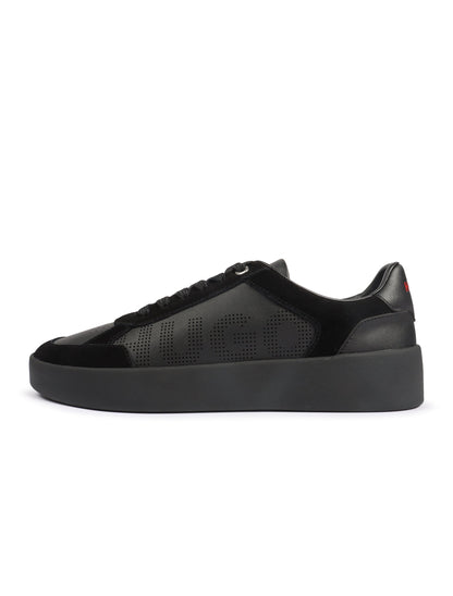 Black Hugo Lyde Tenn shoes for men, showcasing sleek leather footwear from Denim Exchange.