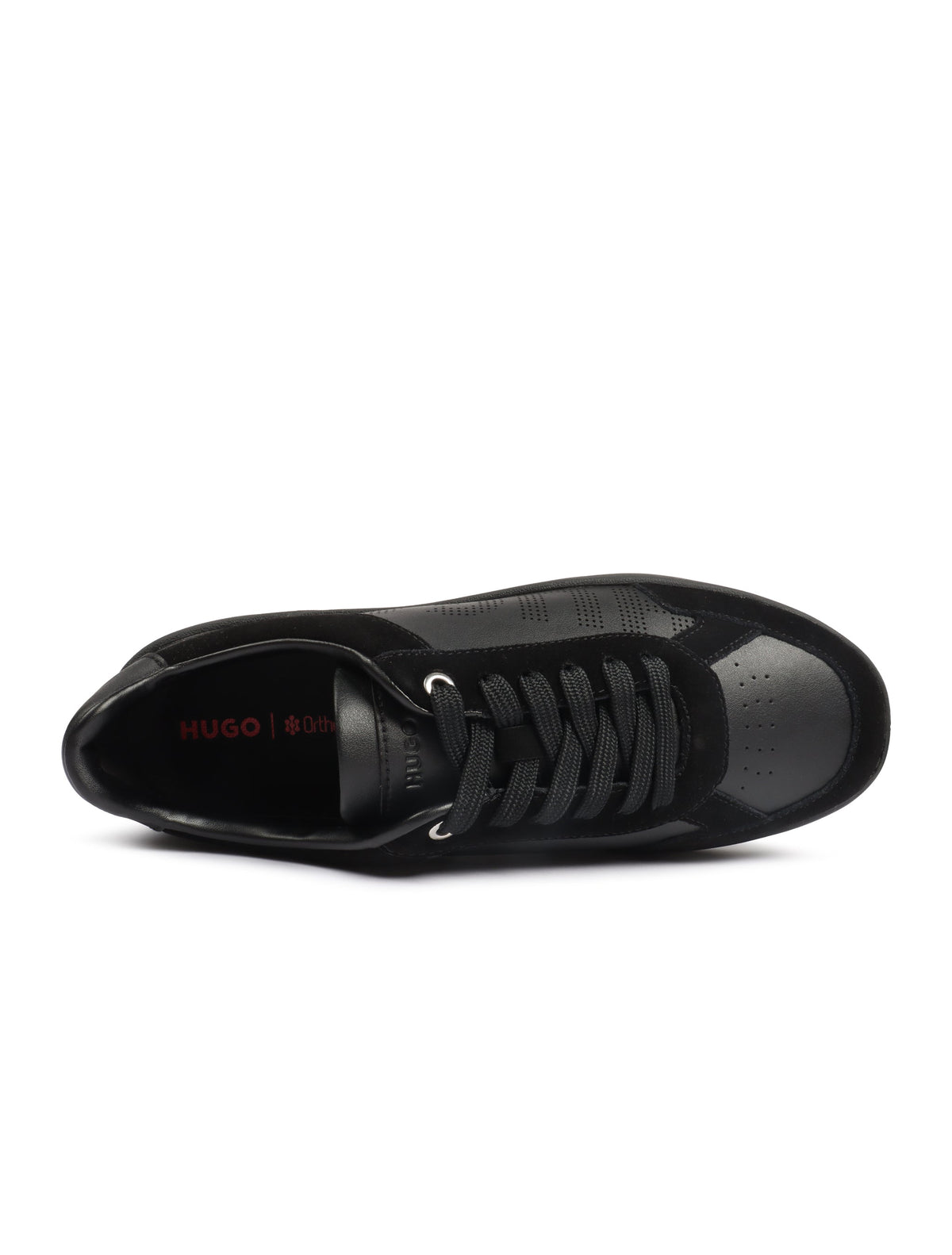 Black Hugo Lyde Tenn shoes for men by Denim Exchange, featuring classic canvas design and white rubber soles.