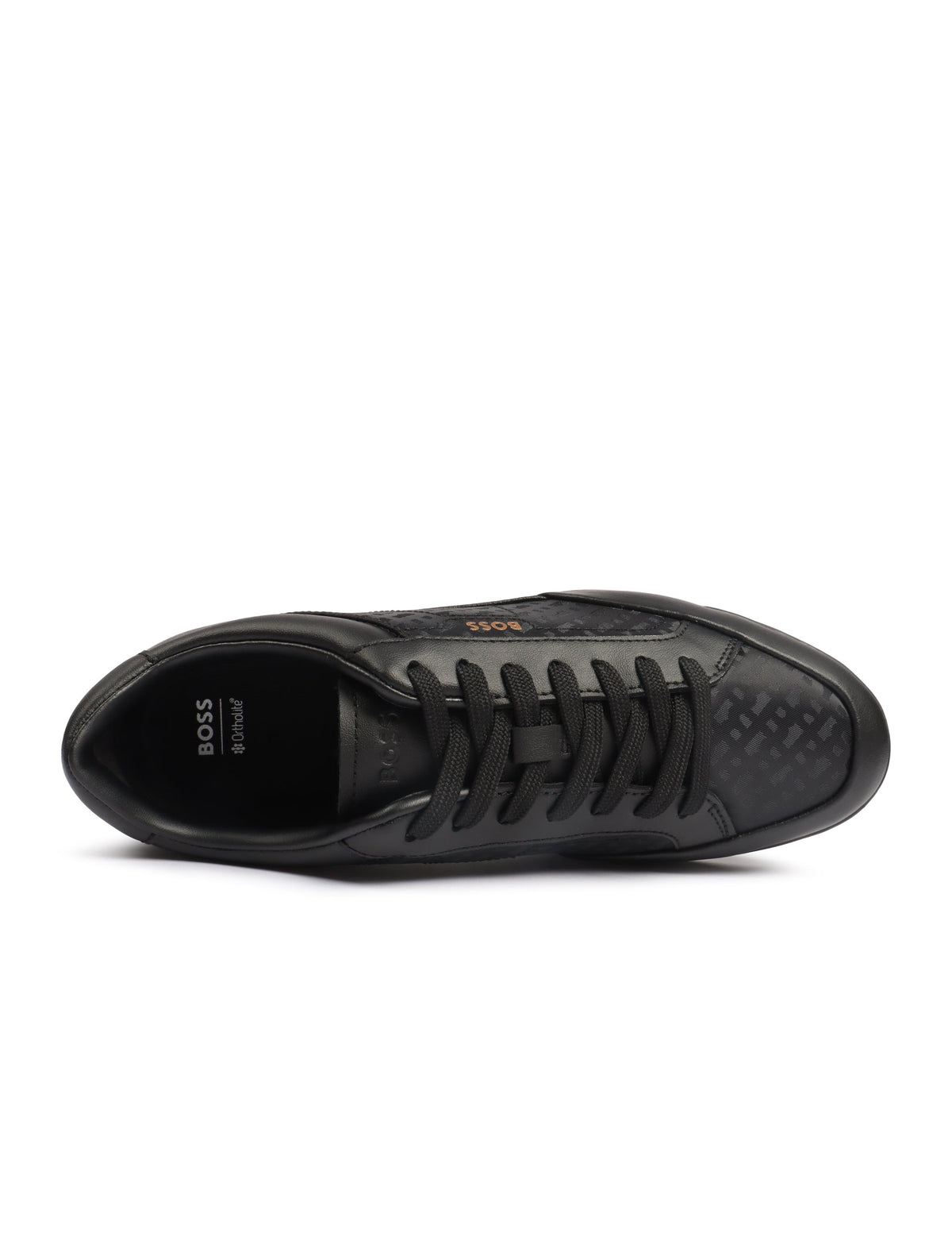 Black Hugo Boss Nitan Lowp men's shoes with sleek leather design and subtle branding, displayed on a neutral background