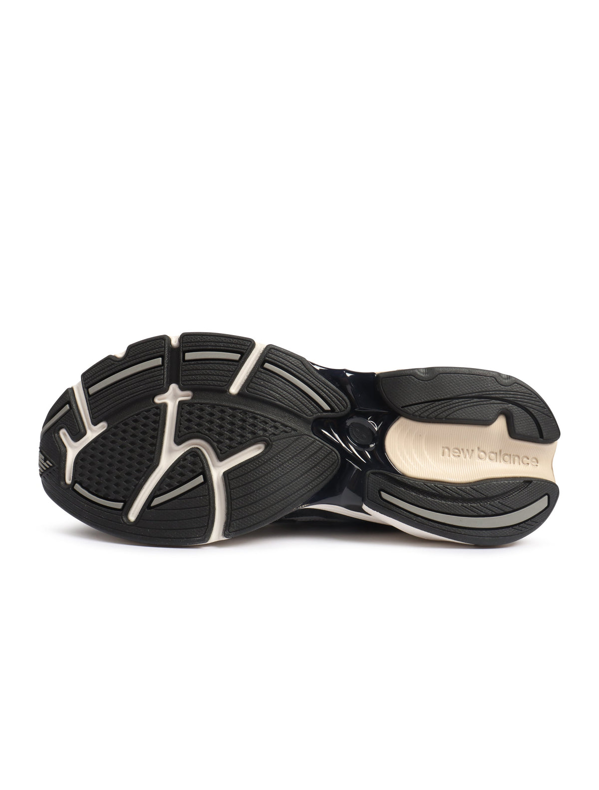 Black New Balance men's Abzorb 2010 athletic footwear with cushioned soles, designed for comfort and performance.