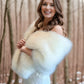 Ivory with Black Faux Fur Shawl (Lilian Wht03)