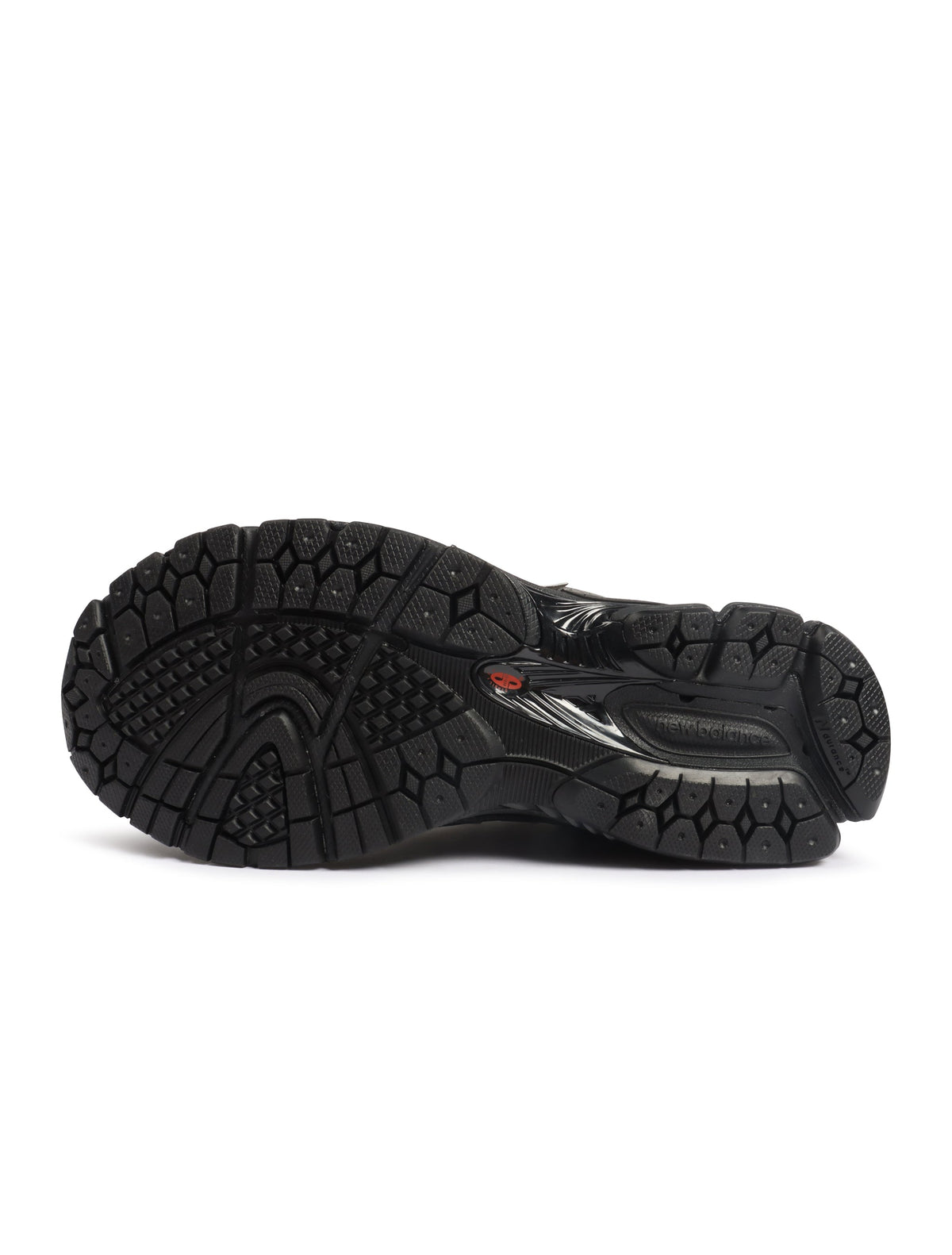 Black New Balance men's 1906 sneakers with hot tomato accents, showcasing stylish footwear designed for comfort and performance.