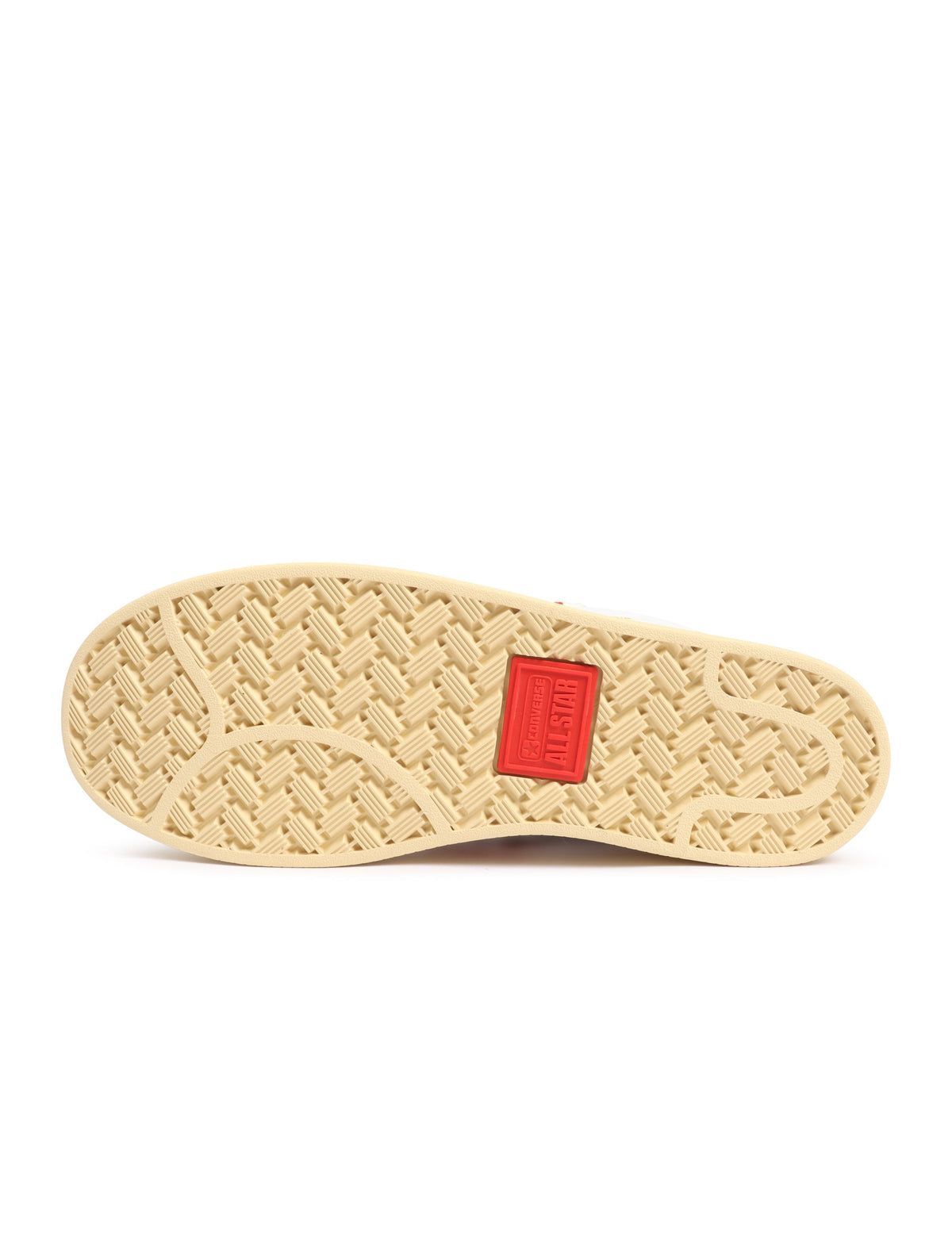 White Converse x Le Fleur Mens Pro Leather OX sneakers with molten lava accents, casual men's footwear.