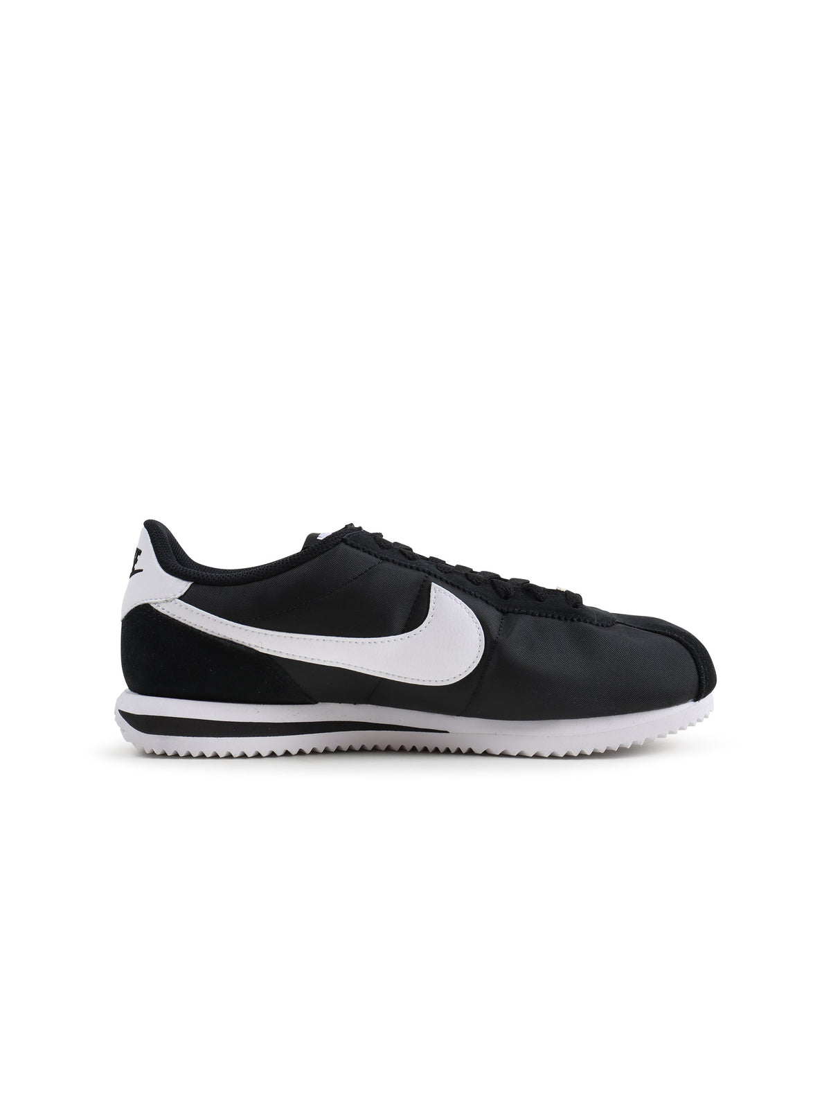 Nike Women's Cortez sneakers in black and white, stylish women's footwear with classic design and white laces.