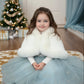 Ivory / White Faux Fur Flower Girl Cape Shawl Stole Coat (Amy Wht01)