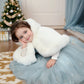 Ivory / White Faux Fur Flower girl Cape Shawl Stole Coat (Amy Wht01)