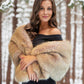 Honey Brown Faux Fur Shawl (Butterfly LBrw07)