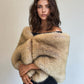 Honey Brown Faux Fur Shawl (Butterfly LBrw07)
