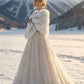 Ivory with Brown Tips Bridal Faux Fur Shawl (Butterfly Wht07)