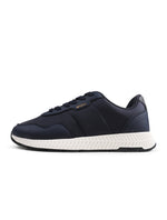 Dark blue Hugo Boss Kai Runn RSRB men's shoes featuring sleek design and durable denim material.