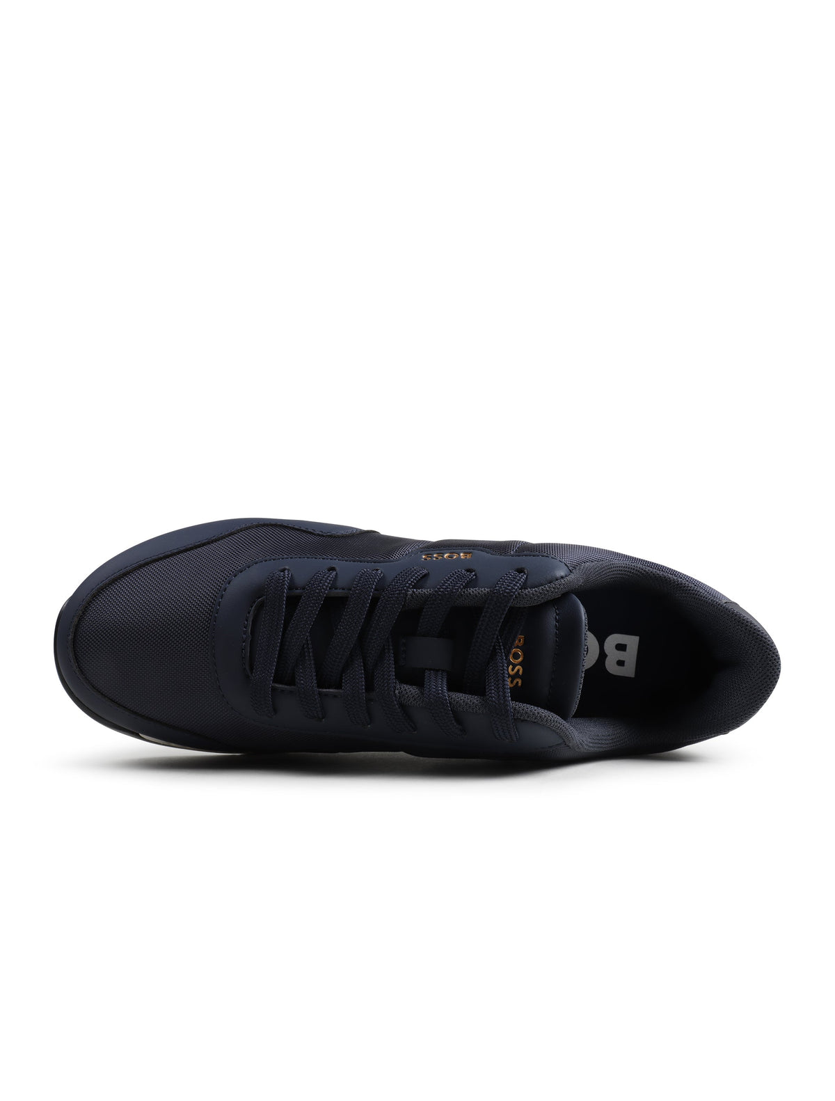 Dark blue Hugo Boss Kai Runn Rsrb men's footwear shoes featuring sleek design and sporty silhouette from Denim Exchange.