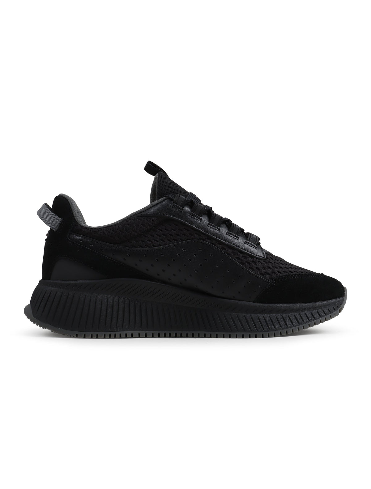 Men's black Boss TTNM Evo run shoe by Denim Exchange, side view