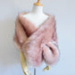 Pink with Black Tips Faux Fur Shawl (Lilian Pin03)