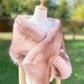 Pink with Black Tips Faux Fur Shawl (Lilian Pin03)