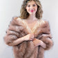 Pink with Black Tips Faux Fur Shawl (Lilian Pin03)