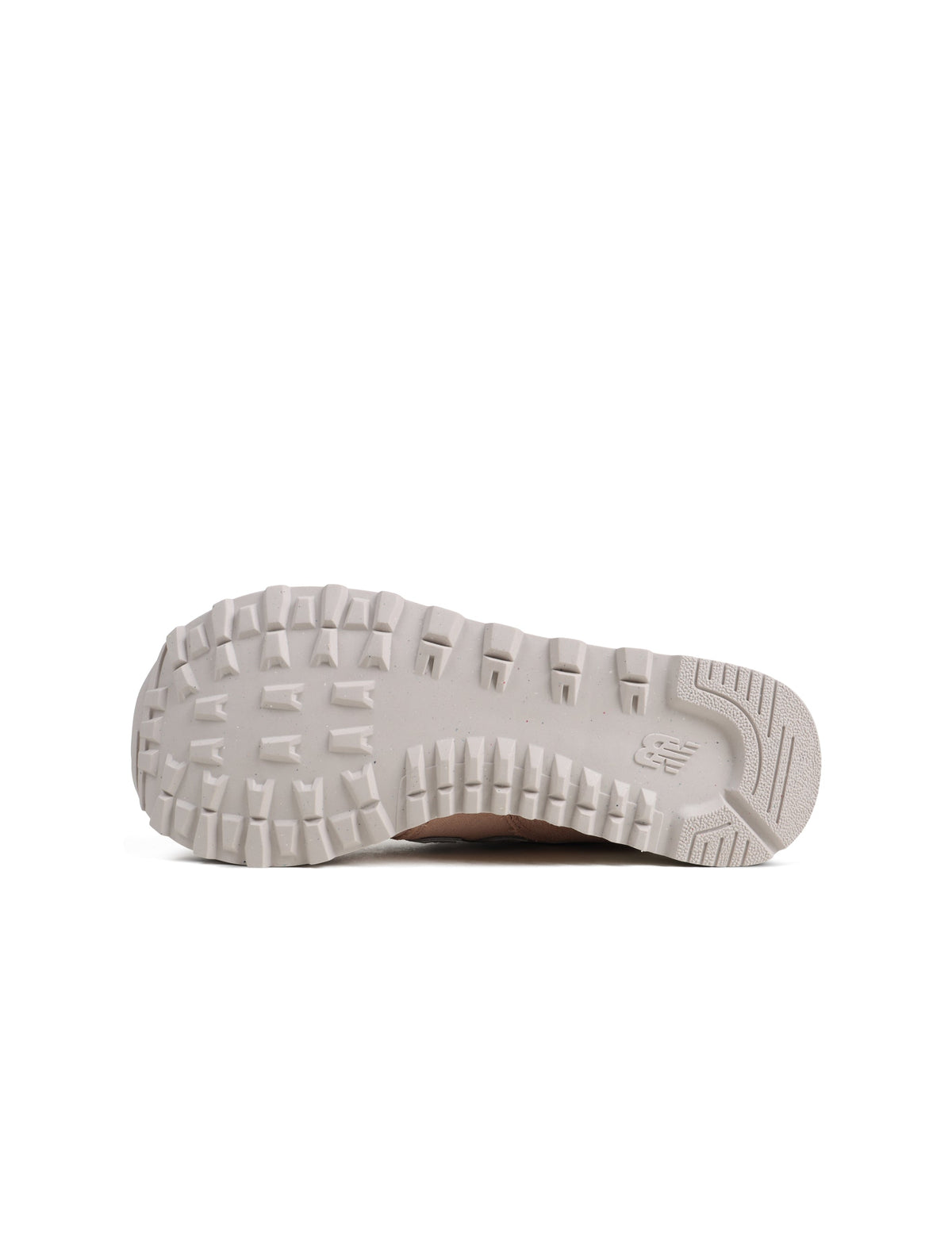 Womens New Balance 574 sneakers in Rich Oak color with tan and white accents, casual athletic footwear for women.