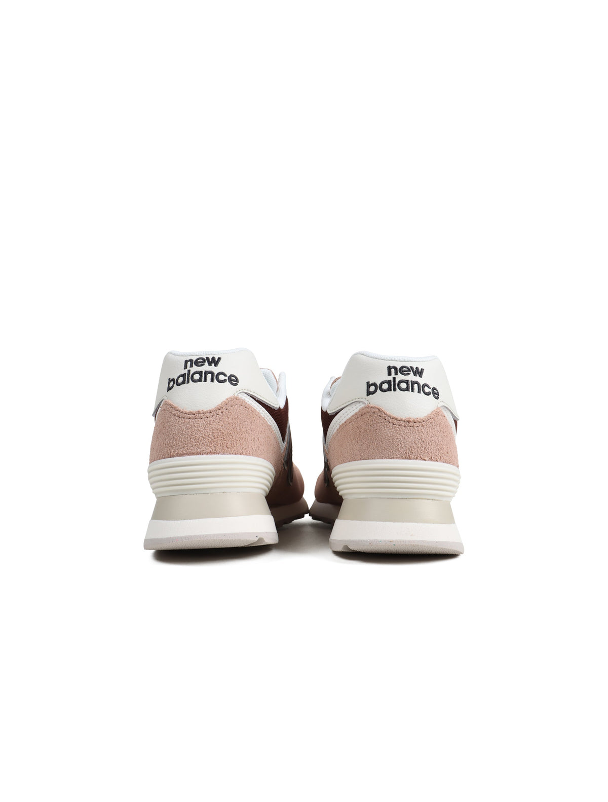 New Balance Women's 574 Rich Oak sneakers with tan and white accents, casual footwear for women, shown on a neutral background.