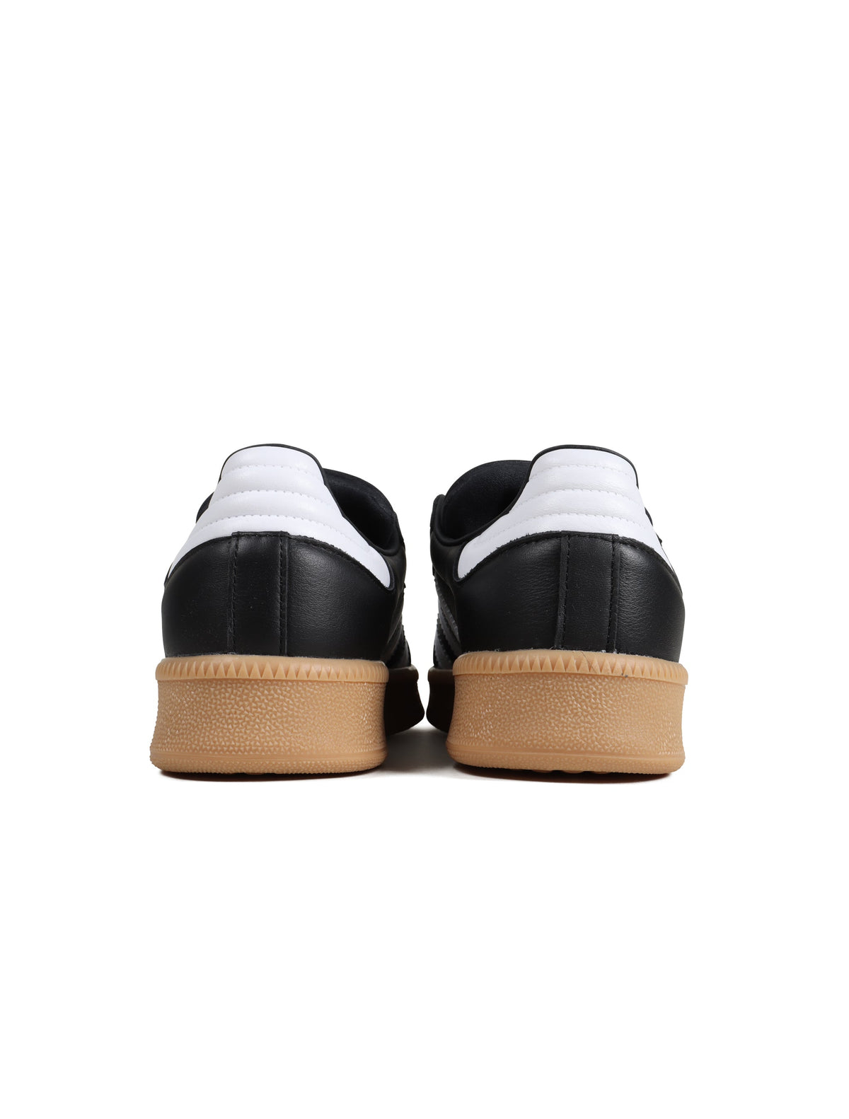 Black Adidas Mens Samba XLG footwear with classic design, featuring suede and leather upper, rubber sole, and iconic style.