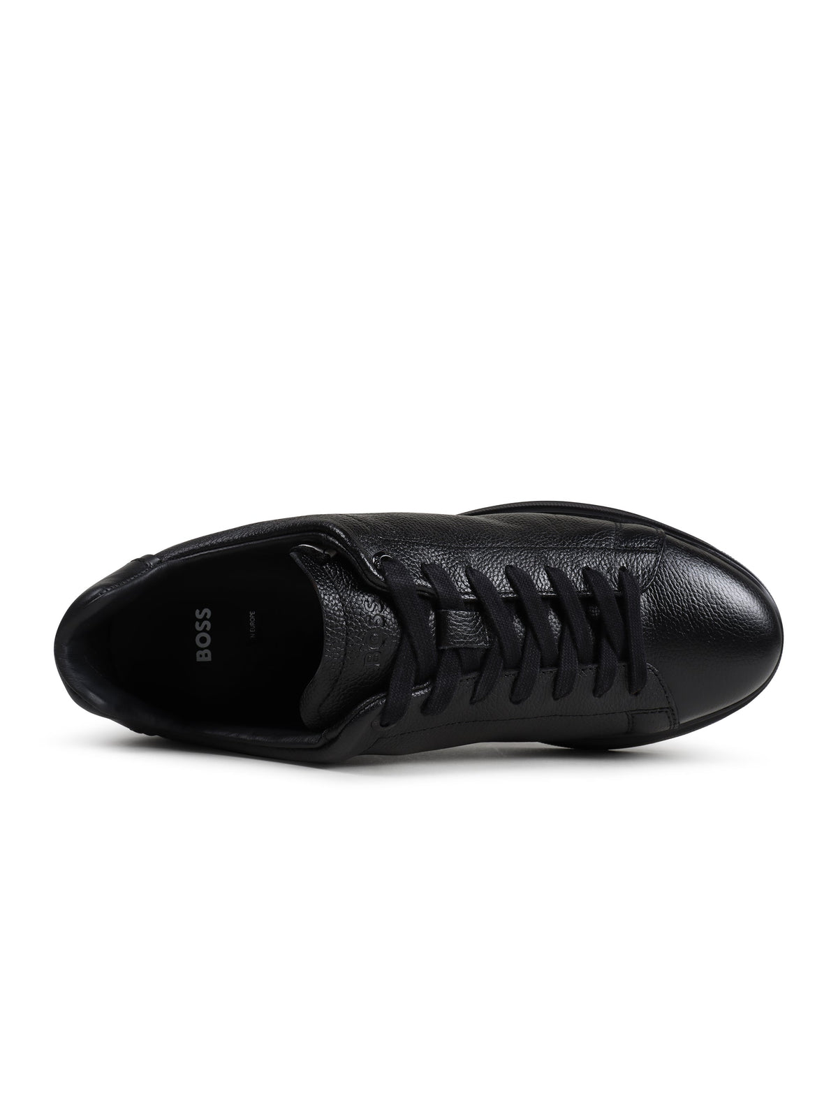Black Boss Bulton Runn men's shoes with sleek design, featuring lace-up style and durable material for casual wear.