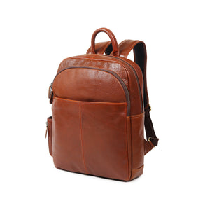 Luxury Italian leather backpack by Classy Leather Bags in tan, featuring sleek design and adjustable straps.