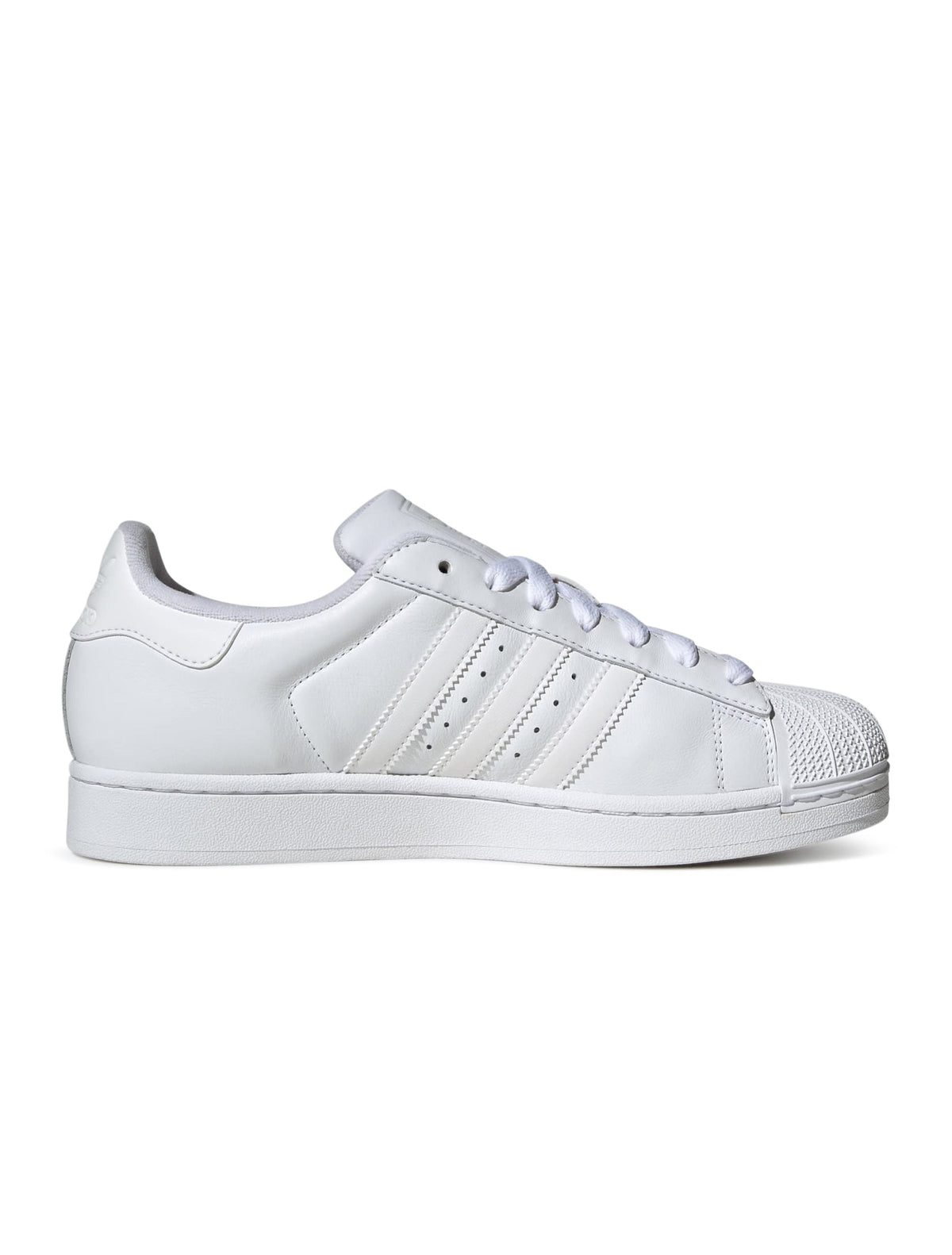 Adidas Men's Superstar II sneakers in Cloud White, showcasing classic design and white leather upper with rubber sole.