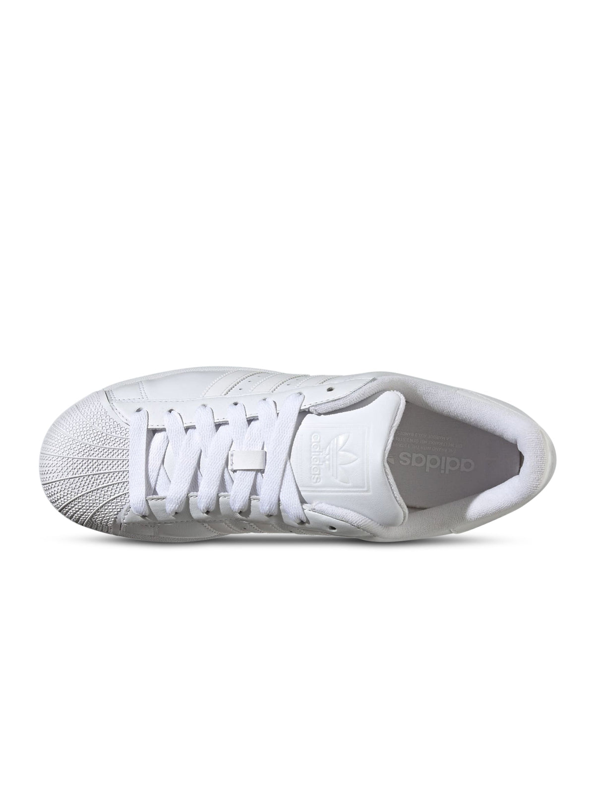 Adidas Men's Superstar II sneakers in Cloud White, featuring classic design and white rubber sole, displayed on a plain background.