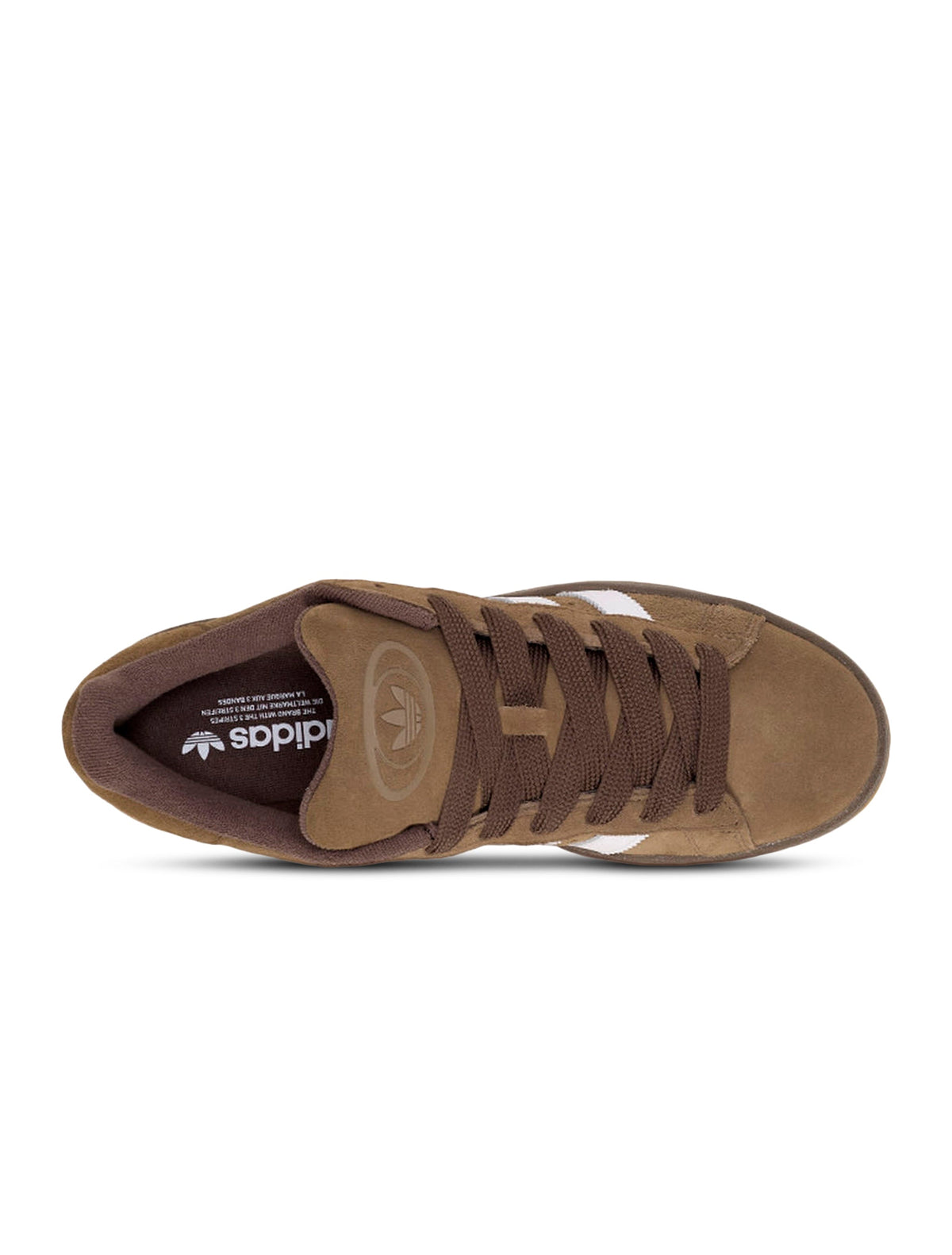 Adidas Men's Campus 00s Earth Strata sneakers in denim and earth tones, displayed on a neutral background.