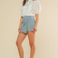 Flying Tomato Afternoon Sundance woven skort shorts in blue and white, featuring a casual, stylish design with a comfortable fit.