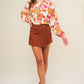 Flying Tomato The Way Out Twill Skort in rust, casual shorts with a stylish twill fabric, featuring a comfortable fit and versatile design.