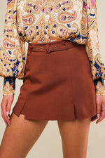 Flying Tomato Flirt for Fun woven skort, bronze-colored shorts with a stylish woven design, designed for casual wear and comfort.