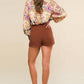 Flying Tomato Flirt for Fun woven skort in bronze, stylish shorts with a woven design, perfect for casual and outdoor wear.