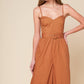 ELEVATED ICON BROWN WOVEN JUMPSUIT