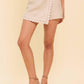 Taupe woven skort from Flying Tomato's Surfing by Moonlight collection, featuring a casual, lightweight shorts design.