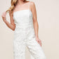 JUST ENOUGH OFF WHITE WOVEN LACE JUMPSUIT