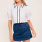 Flying Tomato Moonlight Embrace medium indigo denim skort, casual shorts with a stylish denim design and a comfortable fit.