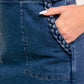 Flying Tomato Moonlight Embrace medium indigo denim skort, casual shorts with a stylish front design and belt loops.