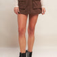 Flying Tomato Western Romance faux suede skort shorts in brown, featuring a stylish front design and comfortable fit.